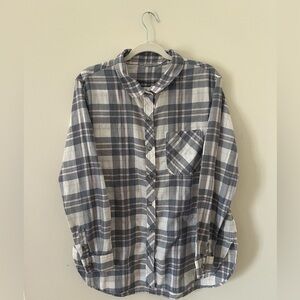 Athleta Gray Plaid Button Up